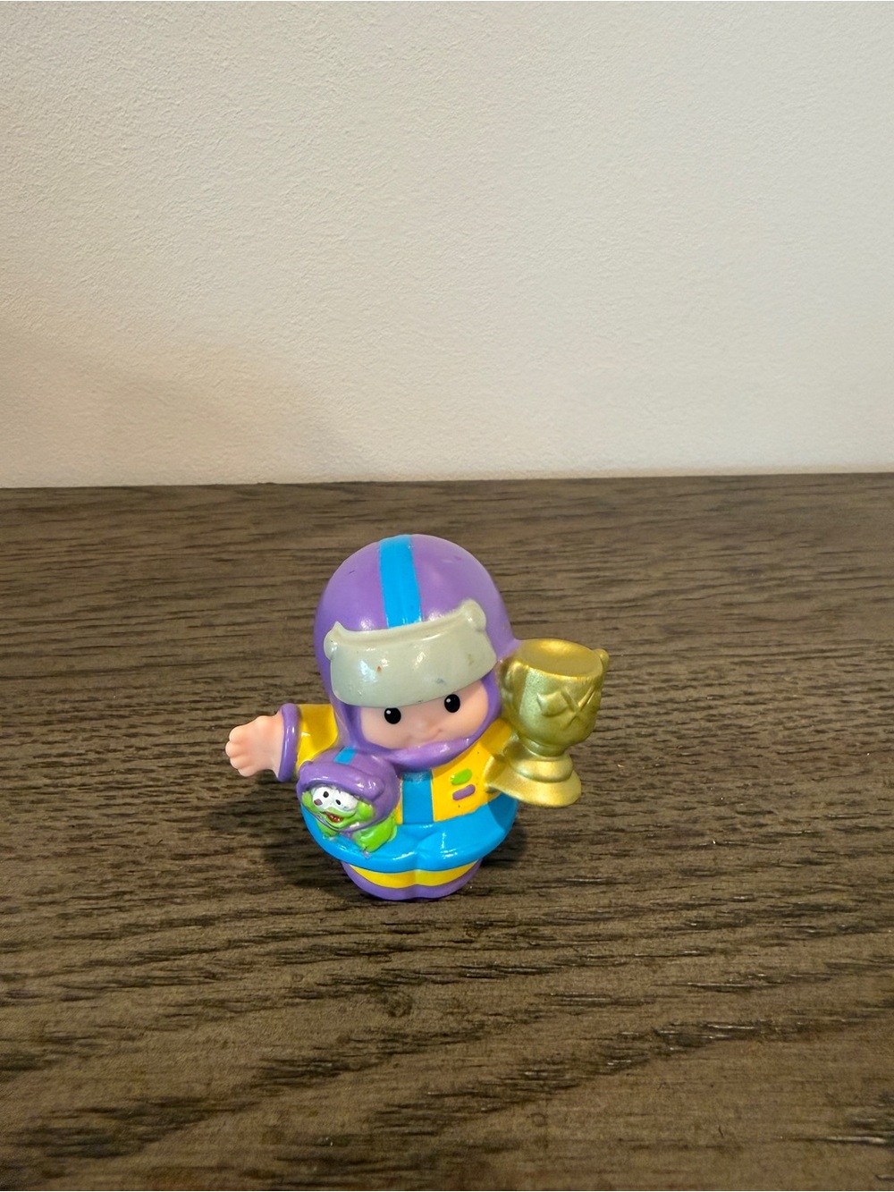Fisher Price Little People Eddie Race Car Driver Auto Racer Winning Trophy Rare